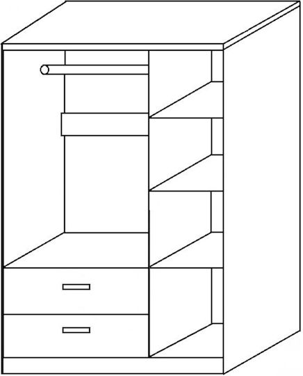 Ușă triplă Dulap de Haine Tuberosa Alb 120x50x180cm
