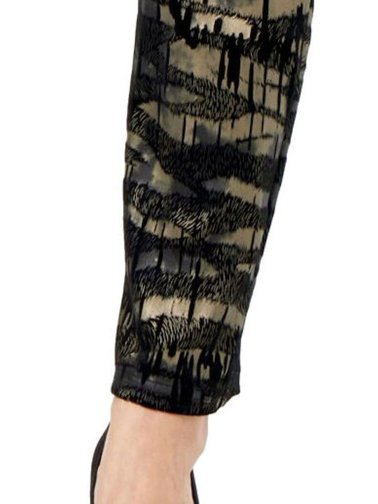 Dama Tesatura Pantaloni cu Elastic Leopard Negru