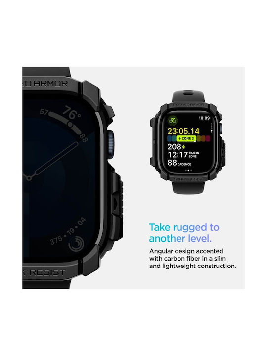 Spigen Rugged Armor Carcasă de Silicon în culoarea Negru pentru Apple Watch 10 (46 mm)