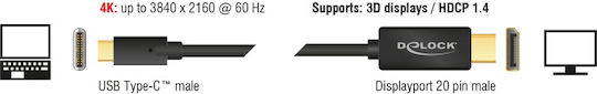 DeLock DeLock USB Typ-C Kabel USB 3.1 Männlich - DisplayPort Schwarz 3m 85257
