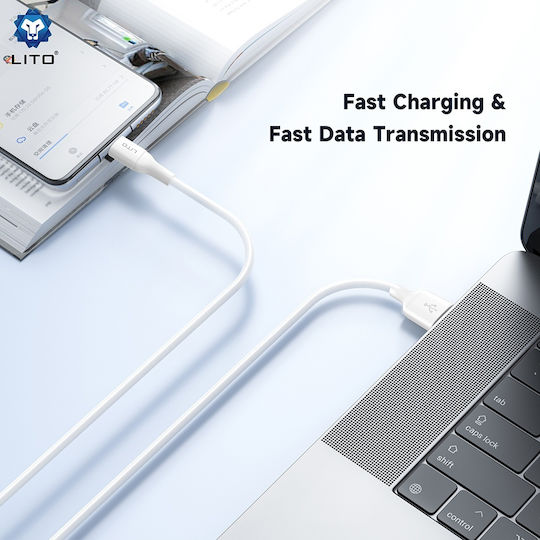 Lito USB 2.0 Cable USB-C male - USB-A 18W White 1m