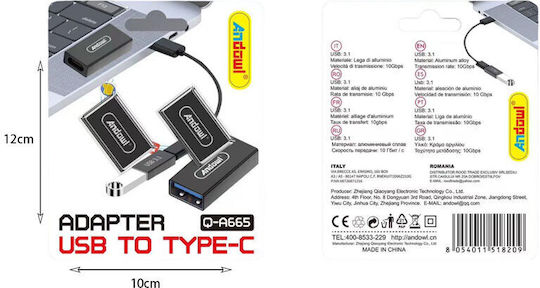 Andowl Μετατροπέας Αντάπτορας Type-c Usb Q-a665 Usb To Type-c Converter