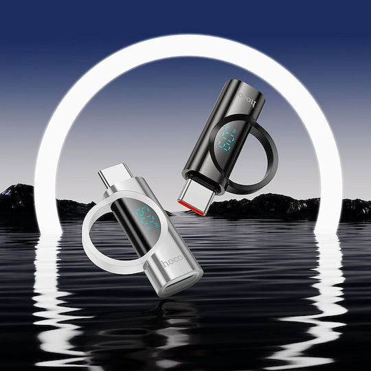 Hoco Convertor USB-C masculin în Lightning masculin Argintiu 1buc
