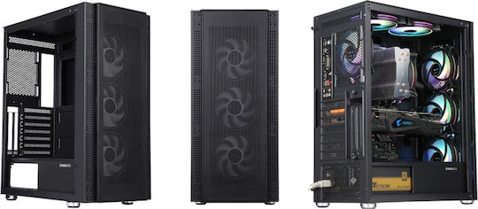 Serioux Quantum Gaming Midi Tower Κουτί Υπολογιστή με Πλαϊνό Παράθυρο και RGB Φωτισμό Μαύρο