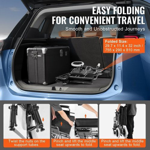 Vevor Vevor Folding Wheelchair 24 Inches 60.96cm Black