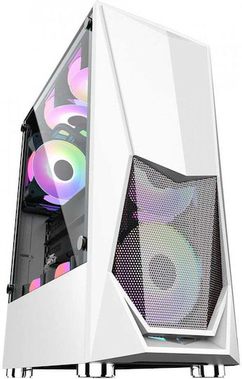1STPLAYER DK-3 Gaming Midi Tower Computer Case with Side Window and RGB Lighting White