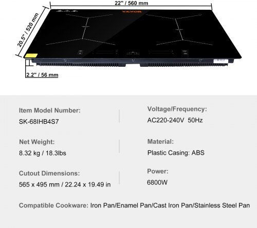Vevor Plită Ceramică Autonom 56.5x49.5εκ.