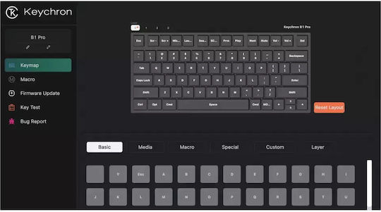 Keychron B1 Pro B1P-K1 Безжична Bluetooth Клавиатура Английски US Съвместима с Mac Сива