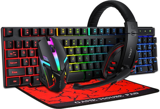 T-Wolf TF800 Gaming Keyboard Set with RGB lighting & Mouse (English US)