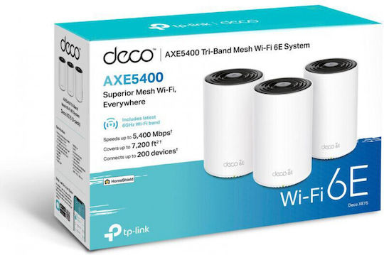 TP-LINK Deco XE75 v1 Access Point with Mesh Wi‑Fi 6E Dual Band (2.4 & 5GHz) Triple Kit