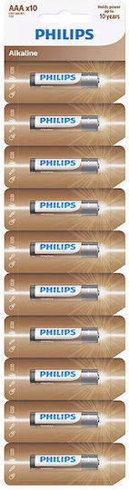 Satz von 10 Philips LR03 AAA Alkalibatterien