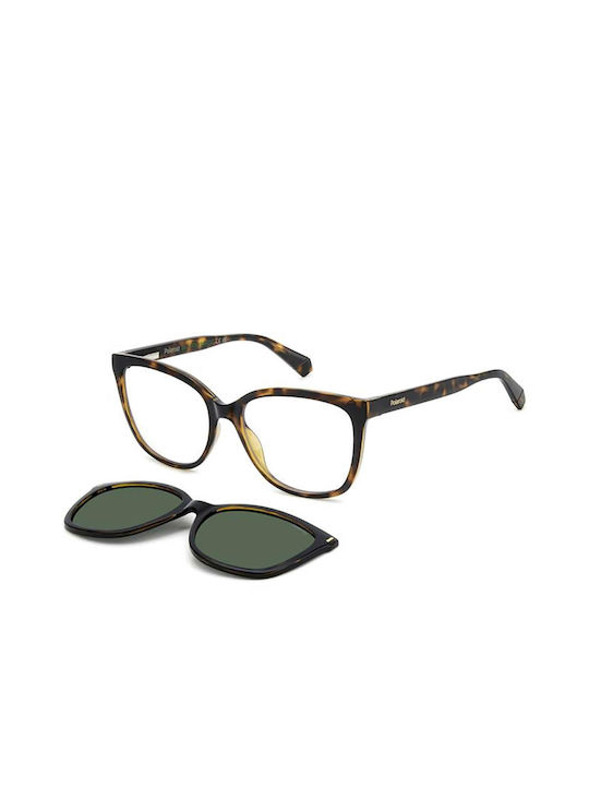 Polaroid Women's Sunglasses with Brown Tartaruga Plastic Frame and Green Lens PLD6229/CS 086/UC