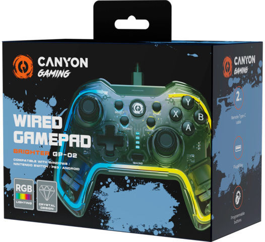 Canyon CND-GP02 Verkabelter Gamepad für Android / PC / PS3 / Switch Transparent