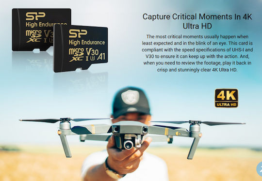 Silicon Power V30 microSDHC 32GB U3 V30 UHS-I 100MB/s με αντάπτορα
