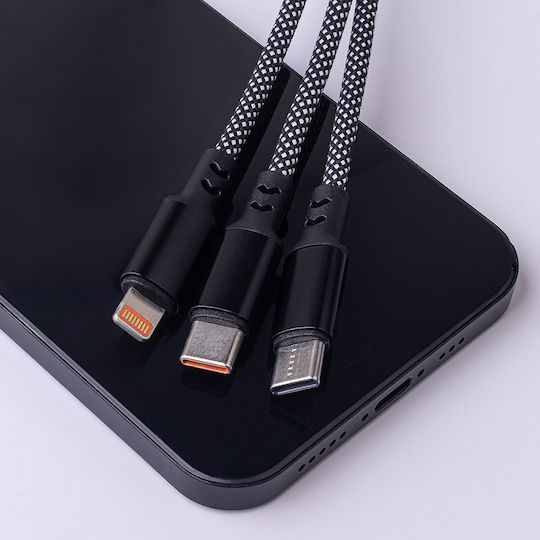 Maxlife Allin1 Braided USB to Lightning / Type-C 1m 2A Cable