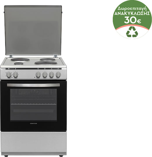 United Κουζίνα 69lt με Εμαγιέ Εστίες Π60εκ. Inox