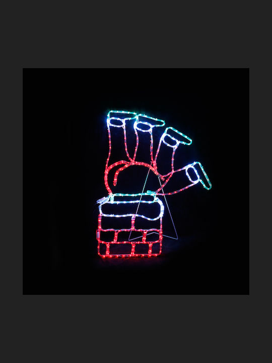 Leuchtender Dekorativer Weihnachtsmann Elektrisch Für den Außenbereich mit Lichterkette Mehrfarbig 100x78cm Santa Climb Chimney