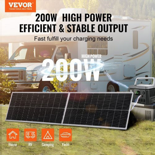 Vevor GDSDJTYNBDJGBIR76V9 Monocrystalline Solar Panel 200W 12V 1095x450x29mm