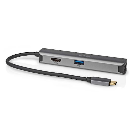 Nedis USB-A Docking Station with 4K PD Ethernet Gray (CCBW64210AT02)