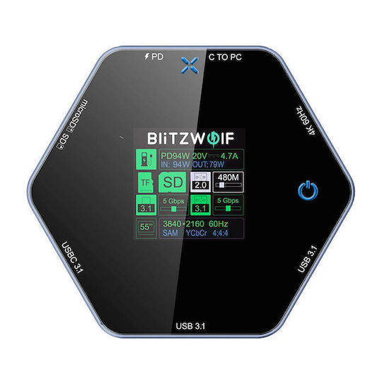 BlitzWolf TH16 USB-C Докинг станция с HDMI 4K PD Черен