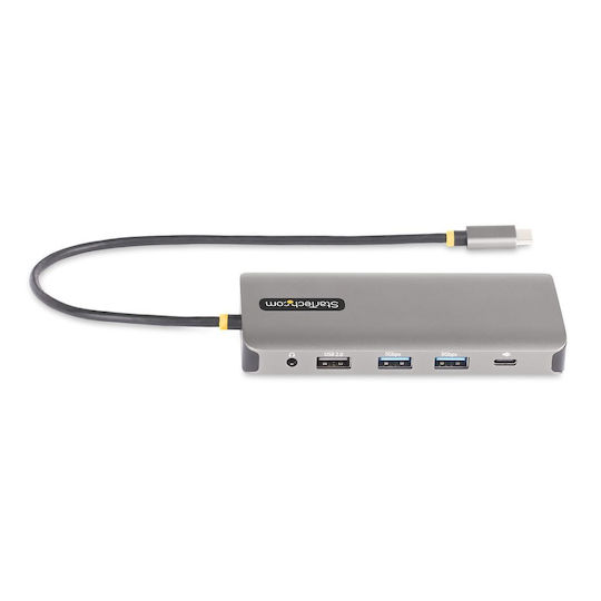 StarTech USB-C Docking Station με HDMI/DisplayPort 4K PD Ethernet και σύνδεση 3 Οθονών Ασημί (154B-USBC-MULTIPORT)