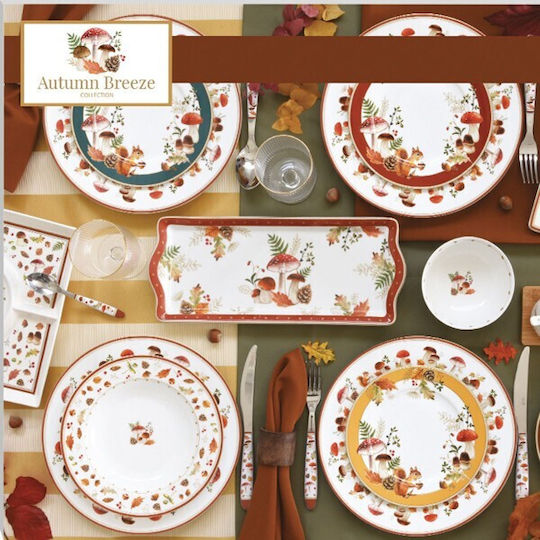 Marva Porcelain Dessert Divided Serving Plate with 4 Slots Multicolour 25x25cm
