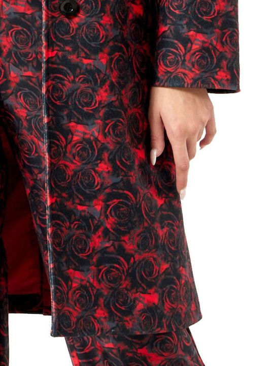 Damen Rot Mantel mit Gürtel