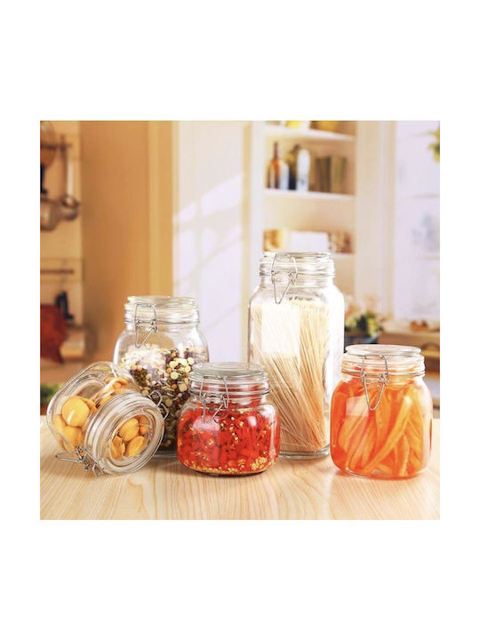 Viosarp Vase General Use with Airtight Lid Glass Transparent 1000ml