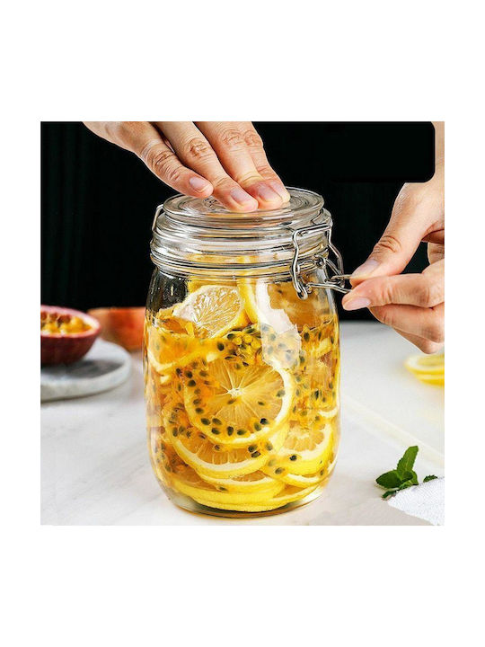 Viosarp Vase General Use with Airtight Lid Glass Transparent 1000ml