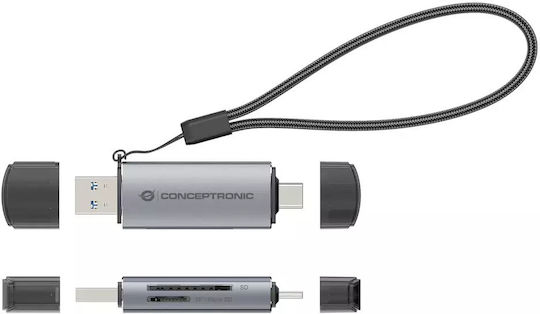 Conceptronic Card Reader USB 2.0 Type-C για SD/microSD