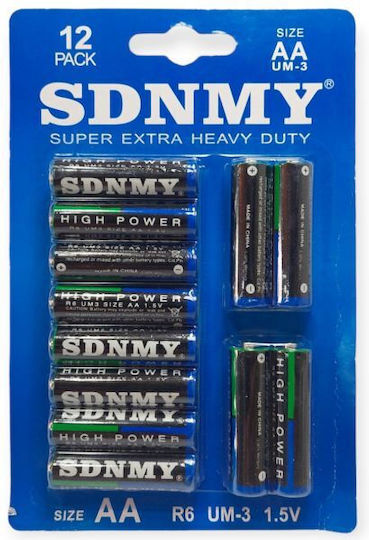 Sdnmy Super Extra Heavy Duty Μπαταρία Zinc AA 1.5V 12τμχ