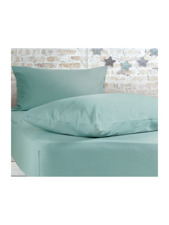 Nef-Nef Homeware Sheet for Single Bed with Elastic 100x200+30cm. Jersey 016711 1019 Aqua