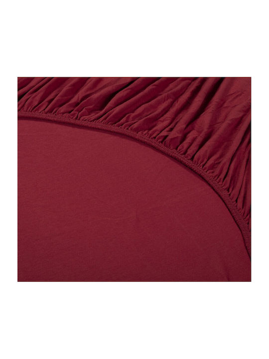 Nef-Nef Homeware Sheet for Single Bed with Elastic 100x200+30cm. Jersey 016711 Bordo