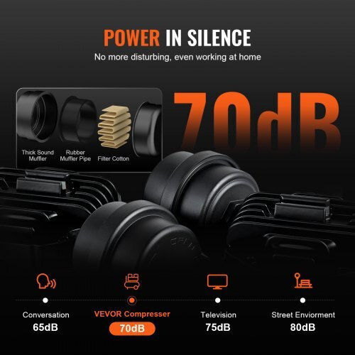 Vevor Κομπρεσέρ Αέρος 70dB με Ισχύ 1.2hp και Αεροφυλάκιο 18lt