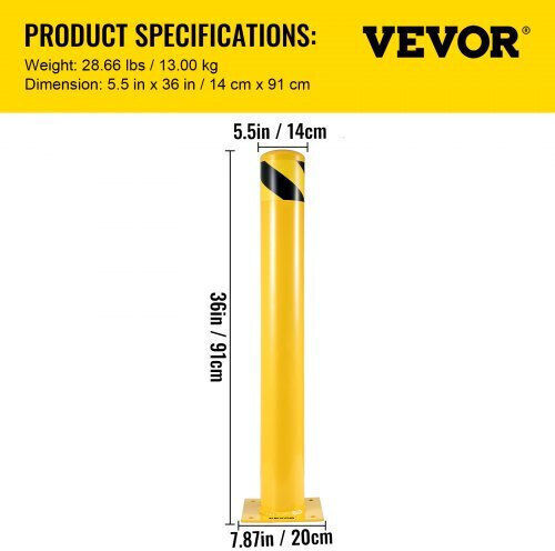 Vevor Traffic Columns Yellow W91xH91cm