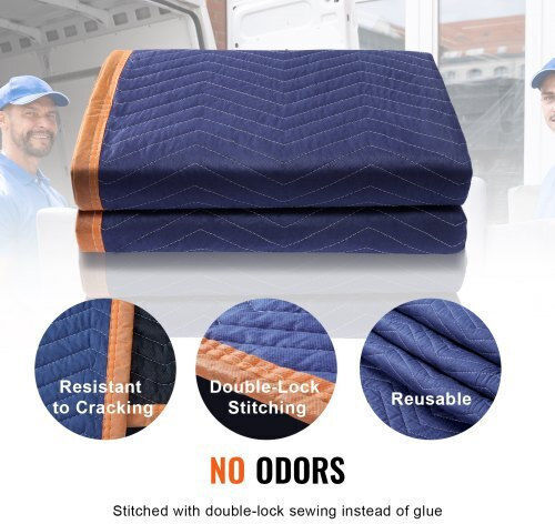 Moving Blankets Vevor 80" X 72" 35 Lbs Dz 12pcs Blue Orange Dcbyt80x72inudl28v0