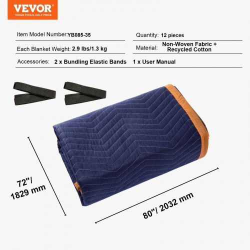 Moving Blankets Vevor 80" X 72" 35 Lbs Dz 12pcs Blue Orange Dcbyt80x72inudl28v0