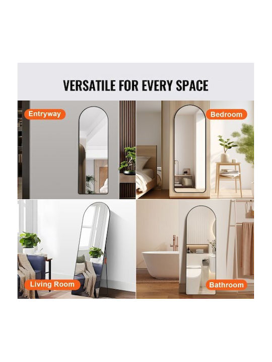 Vevor Gewölbter Boden- oder Standspiegel mit Schwarzem Aluminium Rahmen 165,1x55,9cm