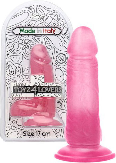 Toyz4lovers Glass Dildo with Scrotum Pink 17cm