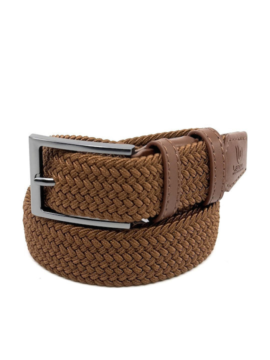 Elastic Men's Belt Fabric Knitted Brown