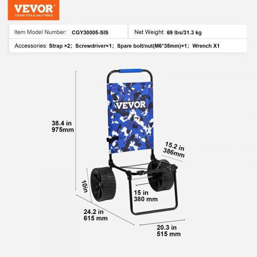 Vevor Transport Trolley Foldable for Weight Load up to 69kg Beige