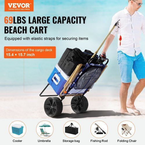 Vevor Transport Trolley Foldable for Weight Load up to 69kg Beige