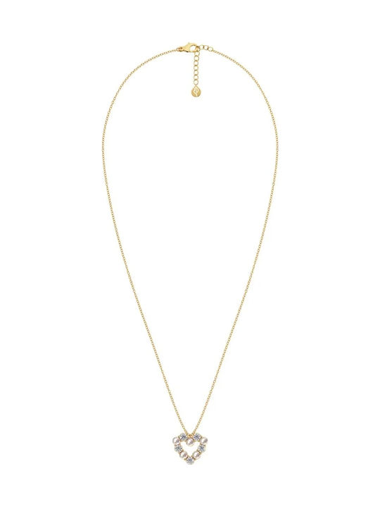 Edblad Necklace with design Heart from Gold Plated Steel with Pearls