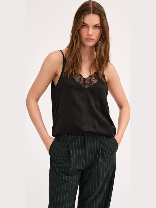 Women's Blouse with Straps Black