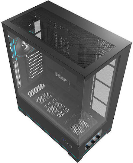 Darkflash DY451L PRO Геймърско бюро Midi Tower Компютърна кутия с RGB осветление Черен