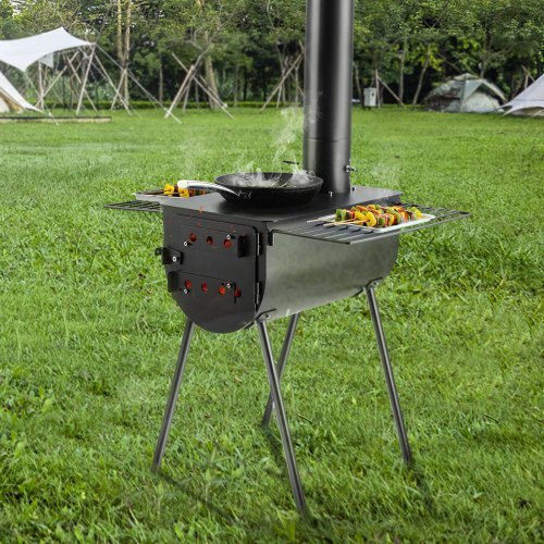 Vevor Wood Stove 118" Portable Camping Stove Chimneys & Gloves Zpqnly118inch0btvv0