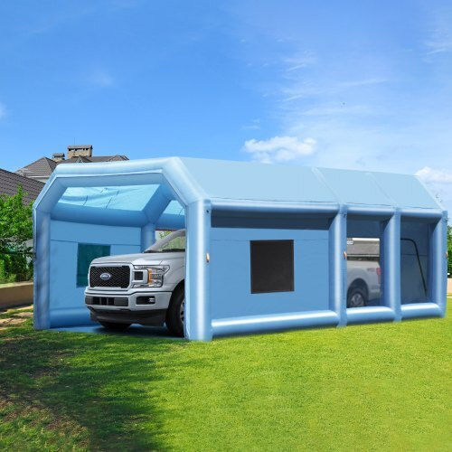 Vevor Надуваема бояджийска кабина Vevor 32.8 X 21 X 14.8 фута с мощни вентилатори и въздушен филтър за преносими големи превозни средства