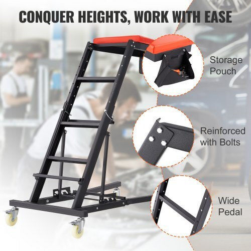 Vevor Automotive Reclining Ladder Adjustable Height 400 Lbs Heavy Duty Folding Car Repair Fdjxctyhxhx4d070nv0