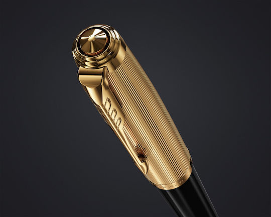 Parker 51 Deluxe Black Resin Gold Trim Fountain Pen 18k Solid Gold Nib 3026981235122 Nibs Fine 18k