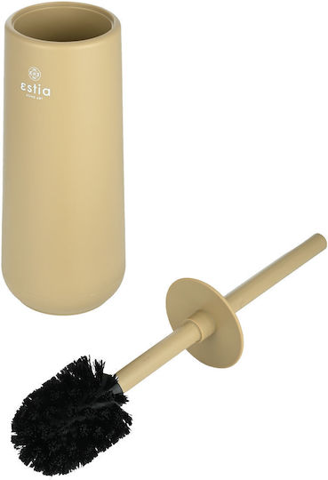 Estia Fjord Kunststoff Set aus Toilettenbürste und Mülleimer für das Badezimmer Sanftes Schließen 5Es Beige